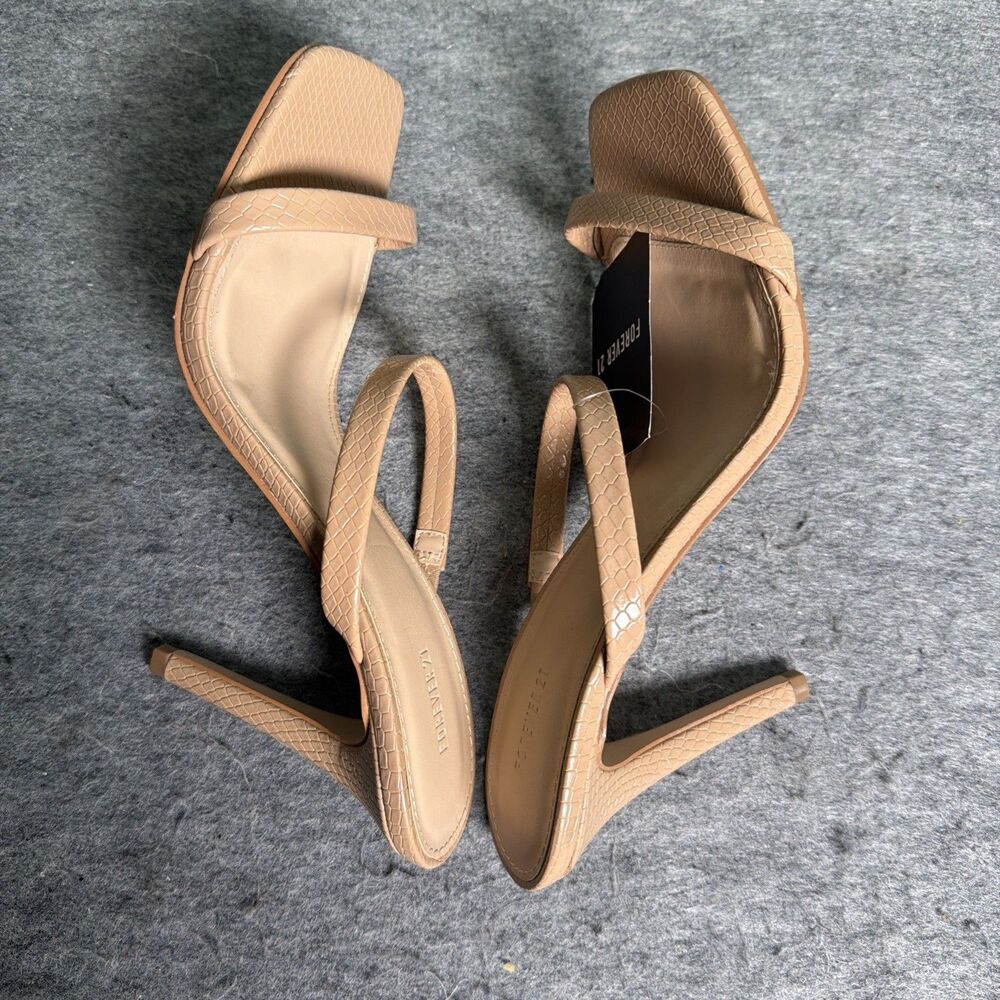 Forever 21 Two Strap Slip-on Stiletto Heels in Nude - sz 10 (NEW) - Picture 5 of 7